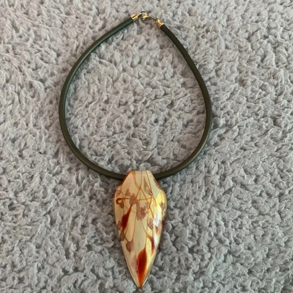 Antica Murrina Venezia.Pendant Necklace Glass, cream, orange, pink. Beautiful. - Picture 1 of 8